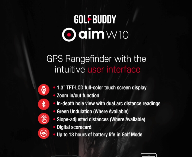 New GolfBuddy Aim W10 GPS Watch AIM-W10 Black/Red/White/Blue 6